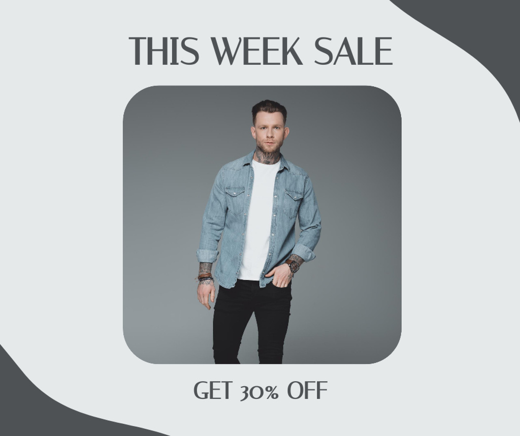 Discount Offer with Stylish Guy Facebook Design Template