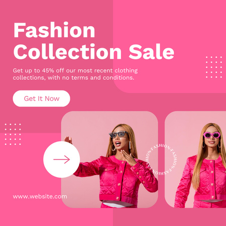 Pink Fashion Collection Promo Instagram AD Design Template