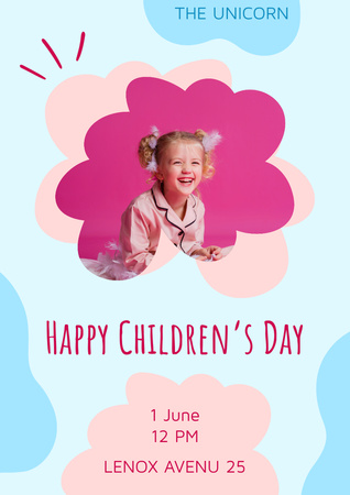 Cute Little Girl on Children's Day Poster A3 Design Template