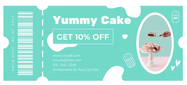 Yummy Cakes Discount Voucher Coupon 3.75x8.25in Πρότυπο σχεδίασης
