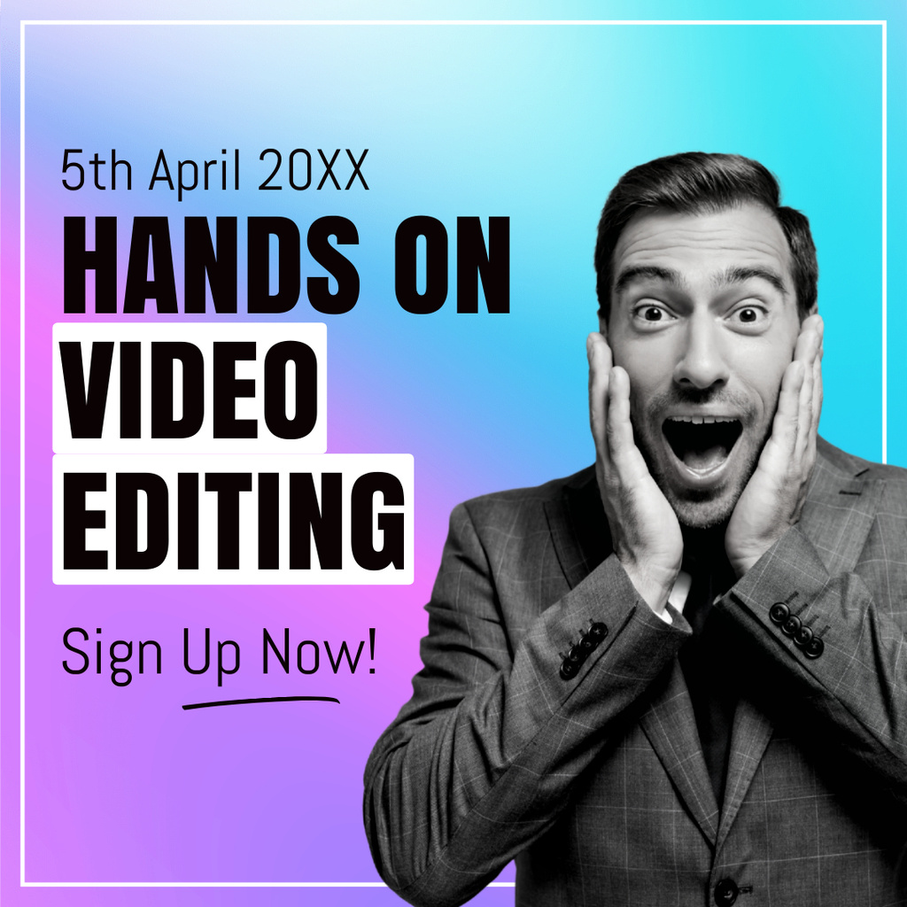 Ontwerpsjabloon van Instagram van Video Editing Training Event Invitation