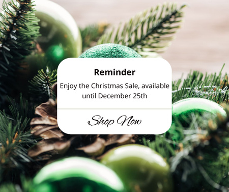 Christmas Reminder with Fir Branches Facebook Design Template