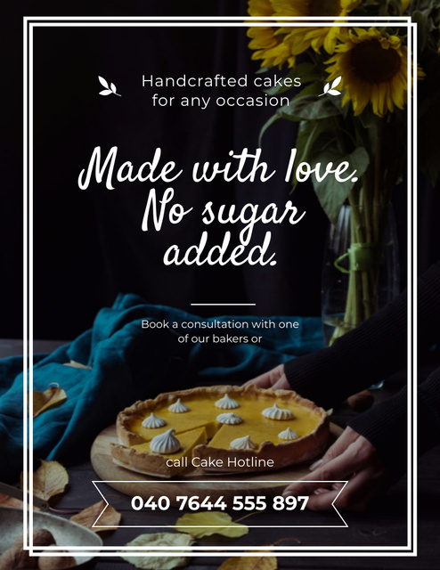Handcrafted Pumpkin Pies Sale Offer In Bakery Poster 8.5x11in – шаблон для дизайну
