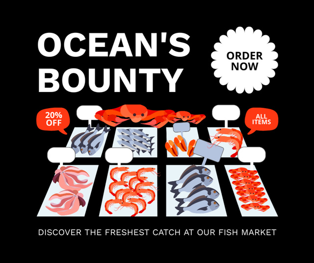 Offer of Various Food from Fish Market Facebook Design Template