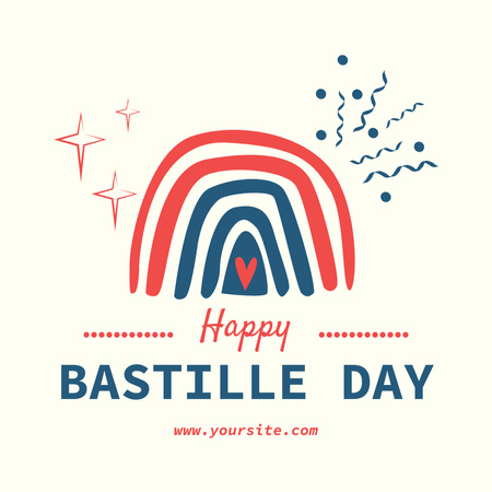 Ontwerpsjabloon van Instagram van Geïllustreerde regenboog voor de groeten van de Bastille-dag