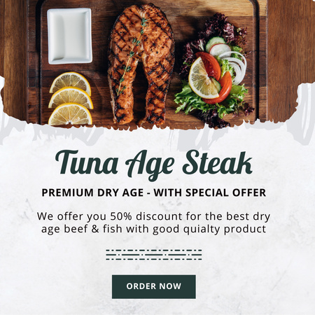 Tuna and Beef Steak Special Offer Instagram Design Template