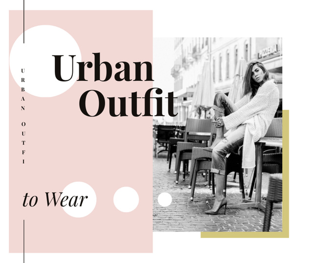 Outfit Trends Woman in Winter Clothes in City Facebook Πρότυπο σχεδίασης