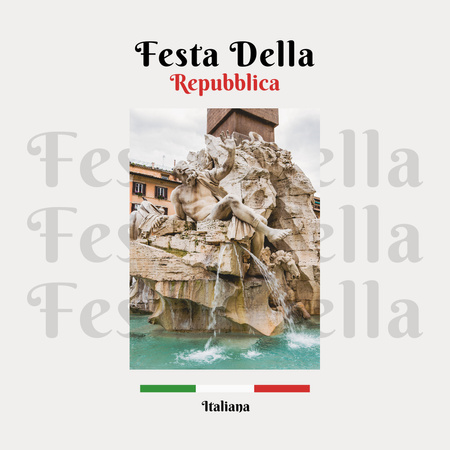 Festa della Repubblica Italiana Celebration Announcement with Fountain Instagram Design Template