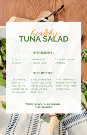 Healthy Tuna Salad Recipe Card Tasarım Şablonu