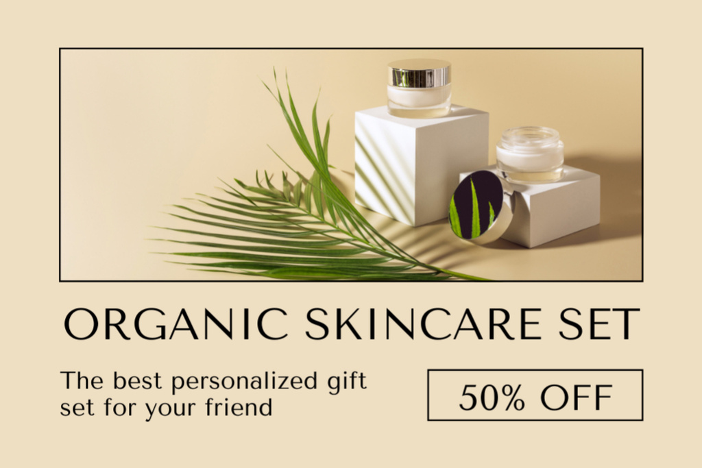 Ontwerpsjabloon van Label van Organic Skincare Set Elegant Ivory
