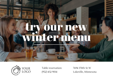 Offer of Winter Menu in Restaurant Card tervezősablon
