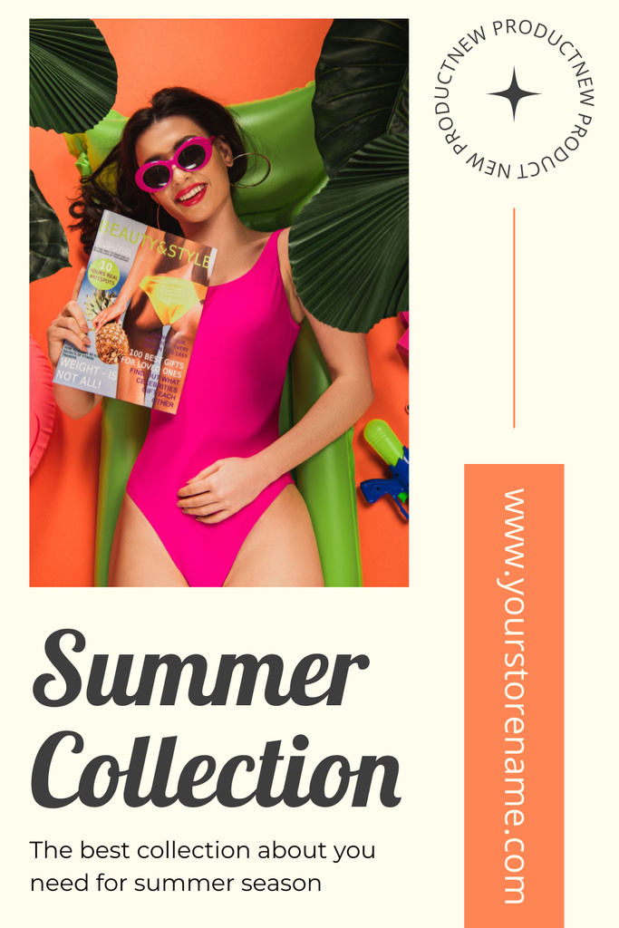 Designvorlage Bright Fashion Swimsuits für Pinterest