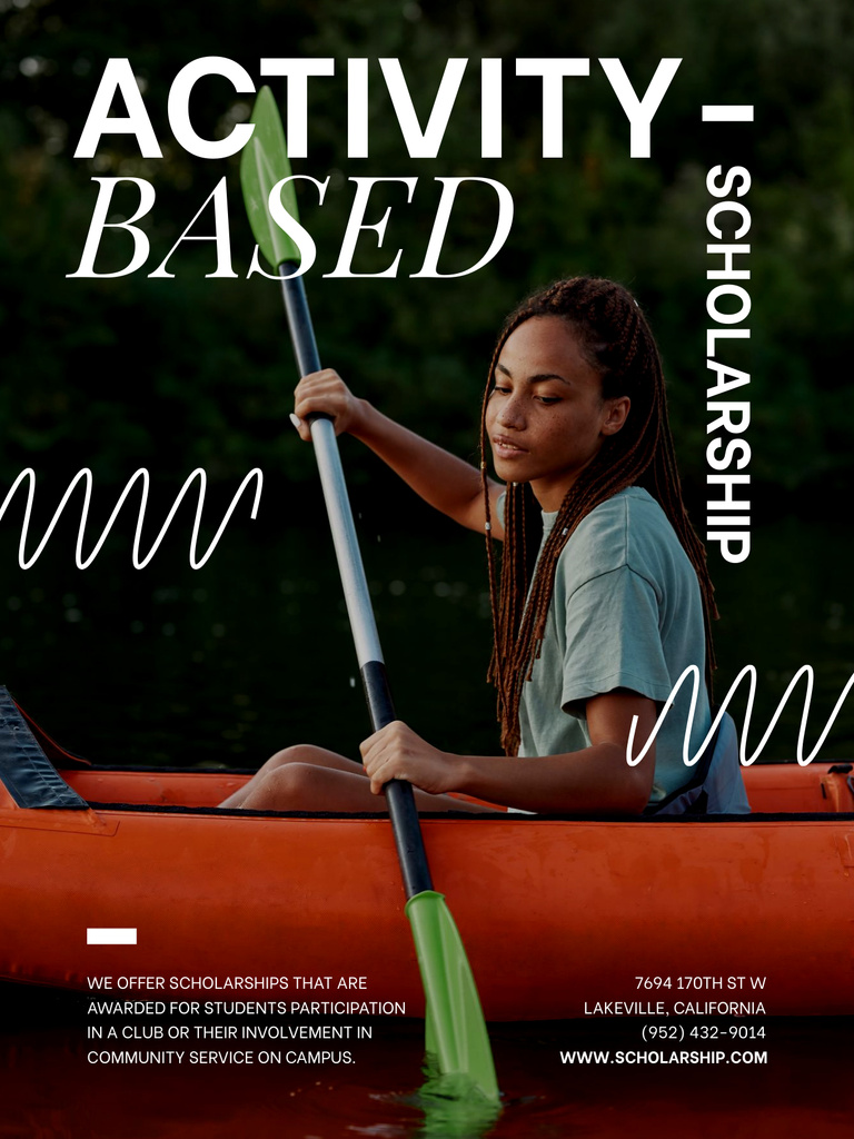 Activity-Based Scholarships Promotion With Rowing Sport Poster US Design Template