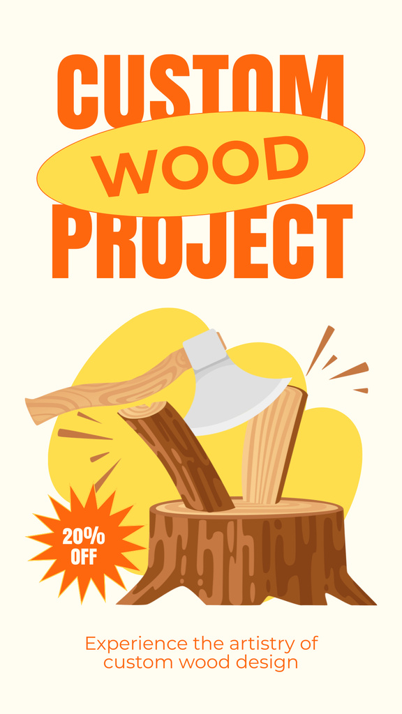 Perfect Woodworking Projects Service Offer With Discounts Instagram Story Modelo de Design
