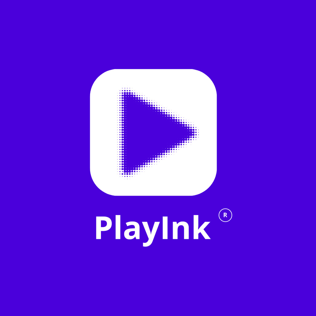 Play Button Emblem In Blue Logo 1080x1080pxデザインテンプレート