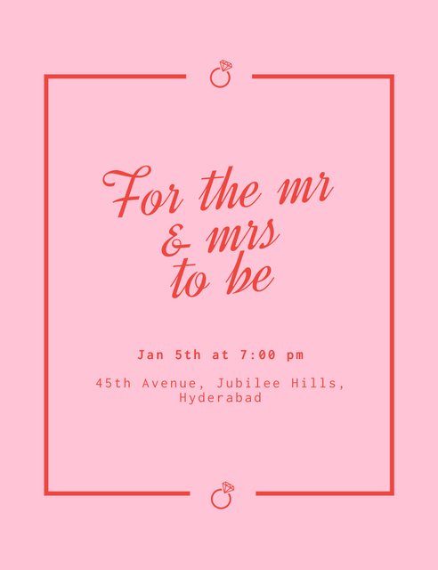 Engagement Party Announcement on Pink Invitation 13.9x10.7cm Tasarım Şablonu