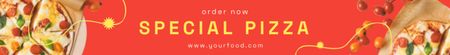 Designvorlage Delicious Food Menu Offer with Yummy Pizza für Leaderboard