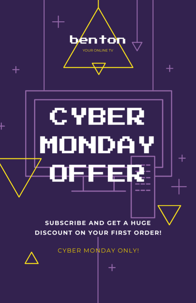 Cyber Monday Sale Advertisement with Triangles on Purple Flyer 5.5x8.5in Šablona návrhu