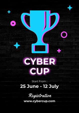 Cyber Cup Competition Announcement With Registration Poster A3 Modelo de Design