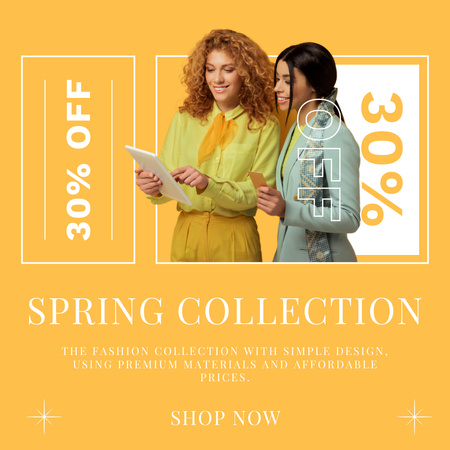 Tavaszi kiárusítási divat női kollekció bejelentése Instagram AD tervezősablon