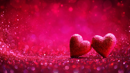 Ontwerpsjabloon van Zoom Background van Valentijnsdagvakantie met harten in felroze patroon