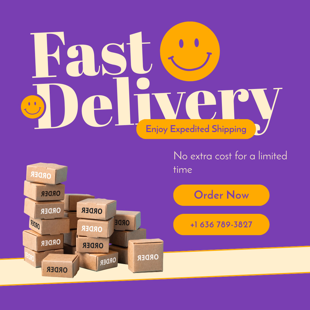 Modèle de visuel Fast Delivery of Your Parcels - Instagram AD