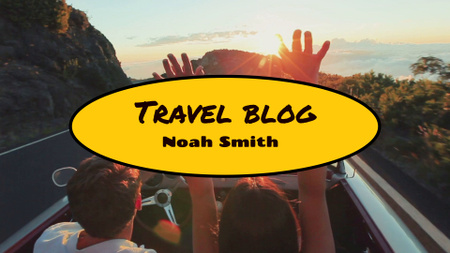 Travel Blogger With Sunset Road Trip YouTube intro Design Template