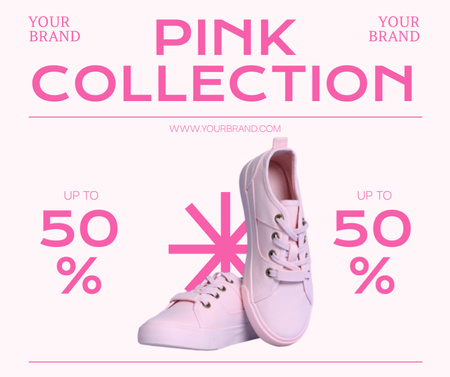 Vaaleanpunainen vapaa-ajan kenkien kokoelma Facebook Design Template