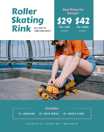 Roller Skating Rink Offer with Girl in Roller Skates Poster 22x28in Design Template