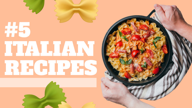 Ontwerpsjabloon van Youtube Thumbnail van Delicious Italian Pasta Recipes Offer