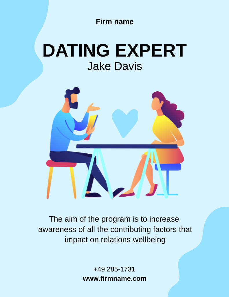 Relationship Counseling Expertise Offer With Illustration Poster 8.5x11in Tasarım Şablonu