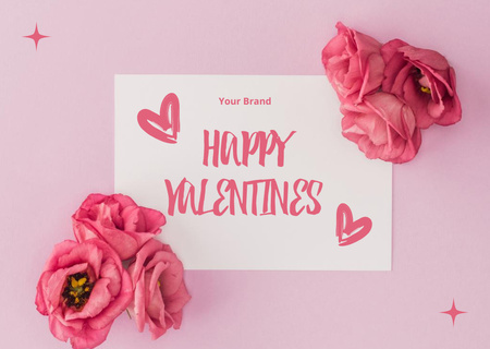Happy Valentine's Day Greetings with Beautiful Pink Greetings Card Design Template