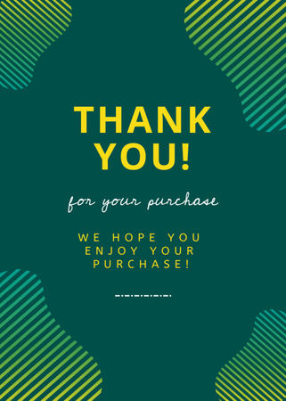 Thank You for Order Phrase on Green Postcard 5x7in Vertical Design Template