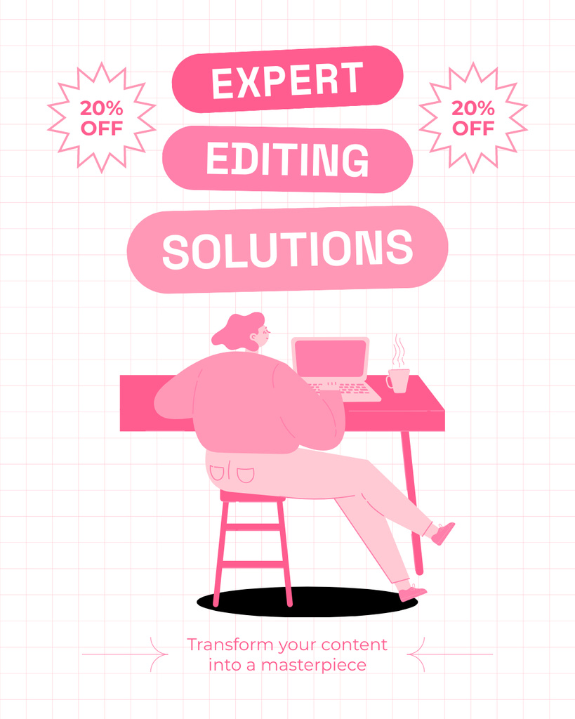 Discounted And Targeted Editing Service Offer Instagram Post Vertical Πρότυπο σχεδίασης