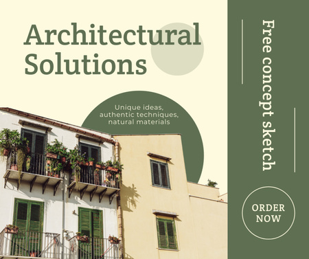 Architectural Solutions Service Ad with Beautiful Building Facebook Design Template