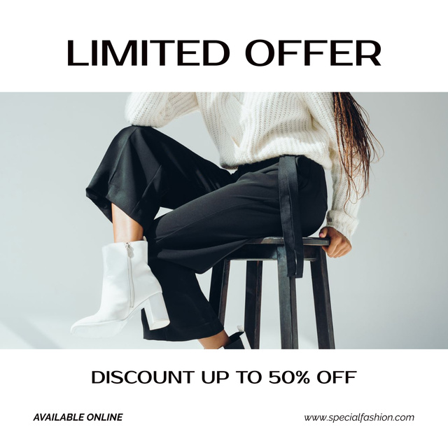 Platilla de diseño New Arrival of Women’s Clothing with Model on Chair Instagram