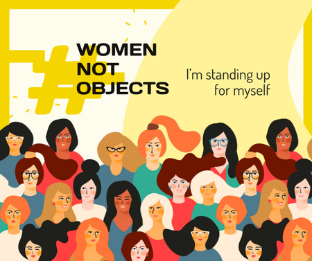 Diverse women portraits for 8 March Facebook Design Template