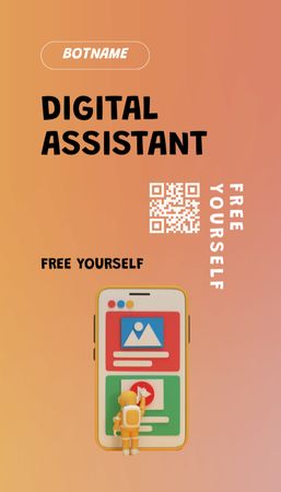 Ontwerpsjabloon van Business Card US Vertical van digitale assistent service oranje