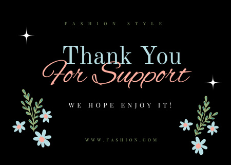 Cute Thankful Phrase For Support Postcard 5x7in Design Template