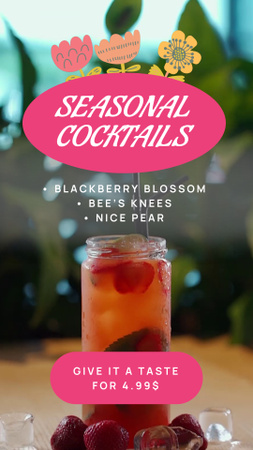 Designvorlage Geschmackvolle Cocktails für den Frühling mit Früchten für Instagram Video Story
