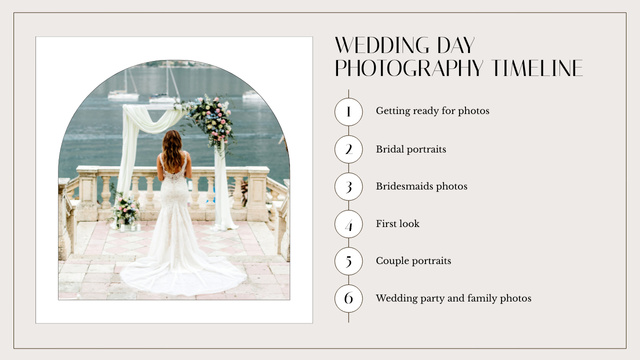 Template di design Wedding Day Photography Beige Timeline