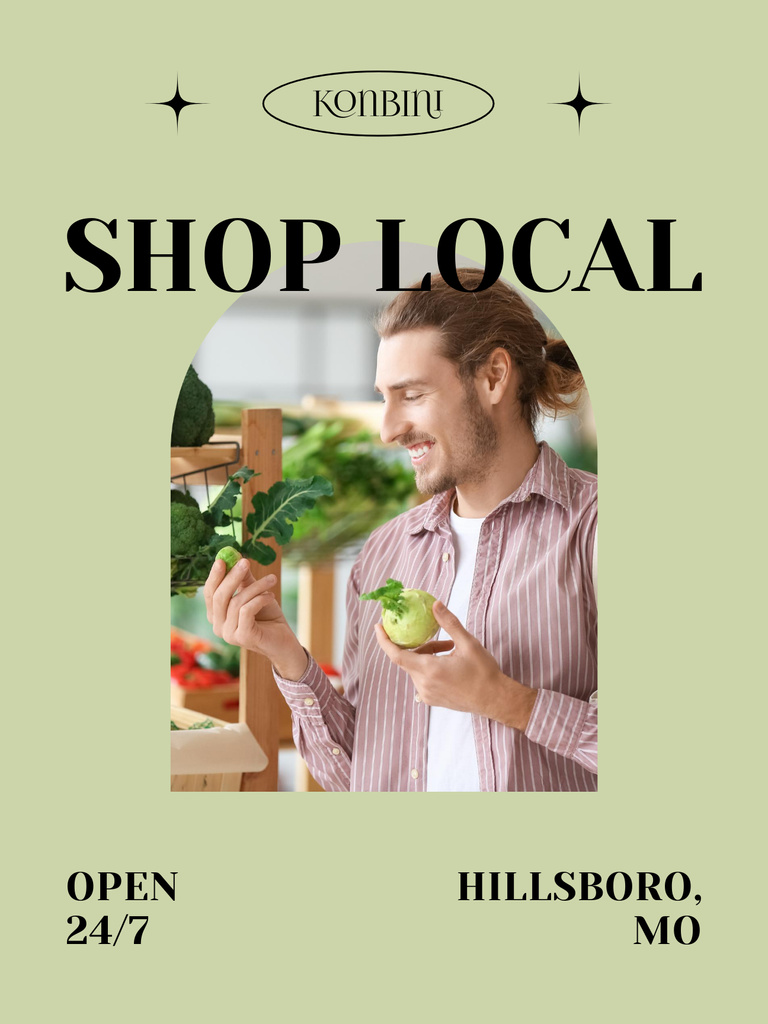 Designvorlage Man buying Vegetables in Grocery Shop für Poster US