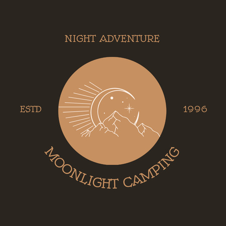 Camping Ads with Moonlight Illustration Logo Design Template