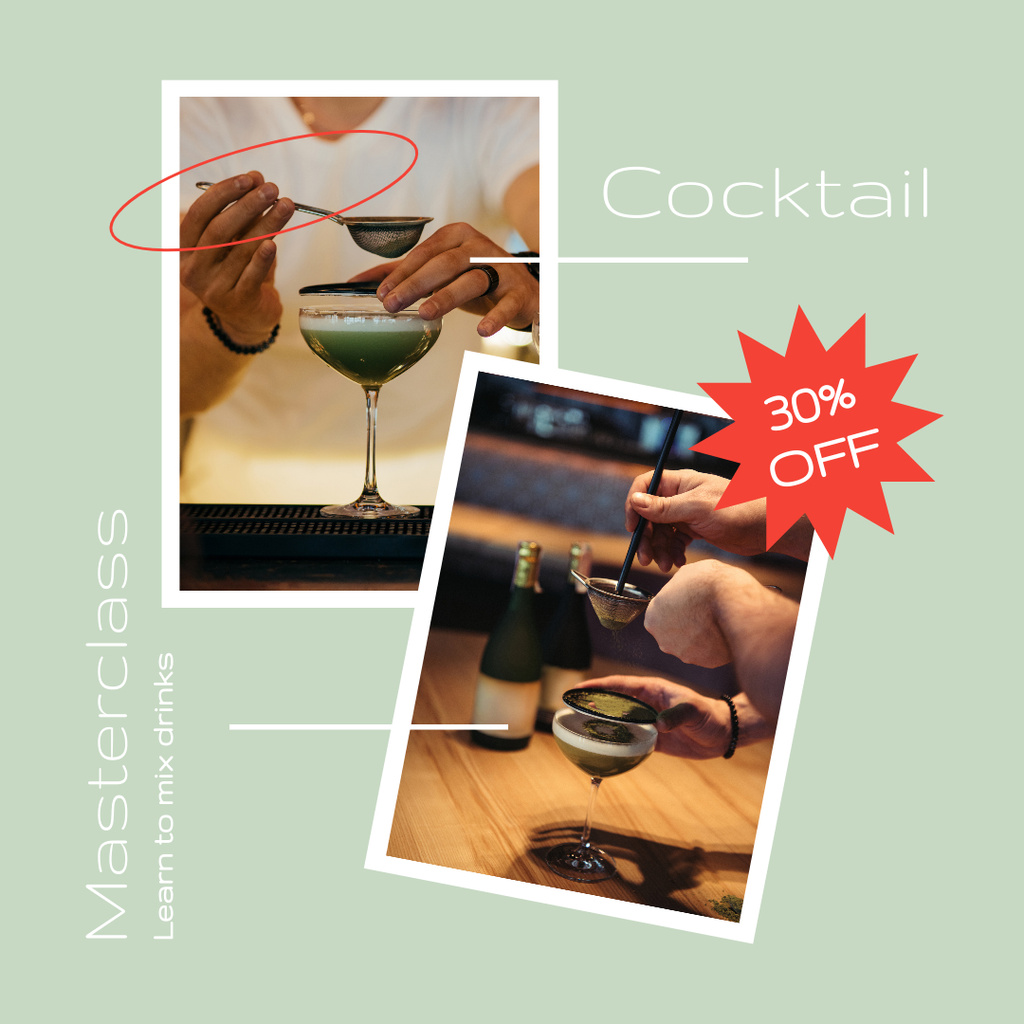 Masterclass on Making Cocktails from Best Bartenders Instagram Design Template