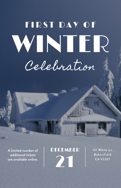 First Day of Winter Event Celebration in Snowy Forest Flyer 5.5x8.5in Design Template