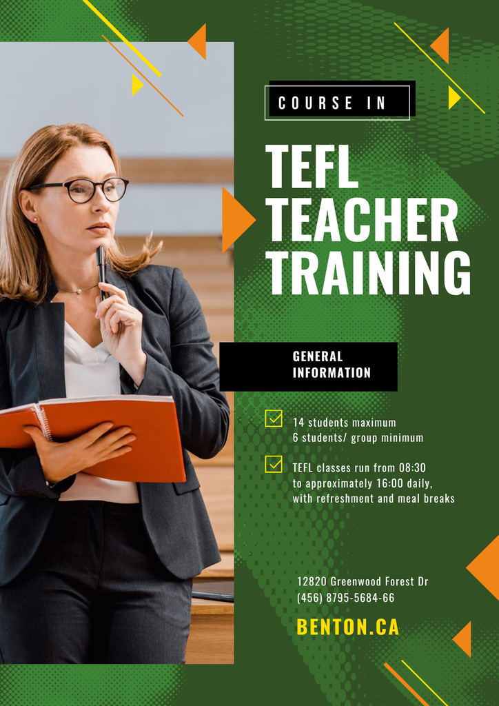 Education Event Announcement Woman with Folder Poster Design Template