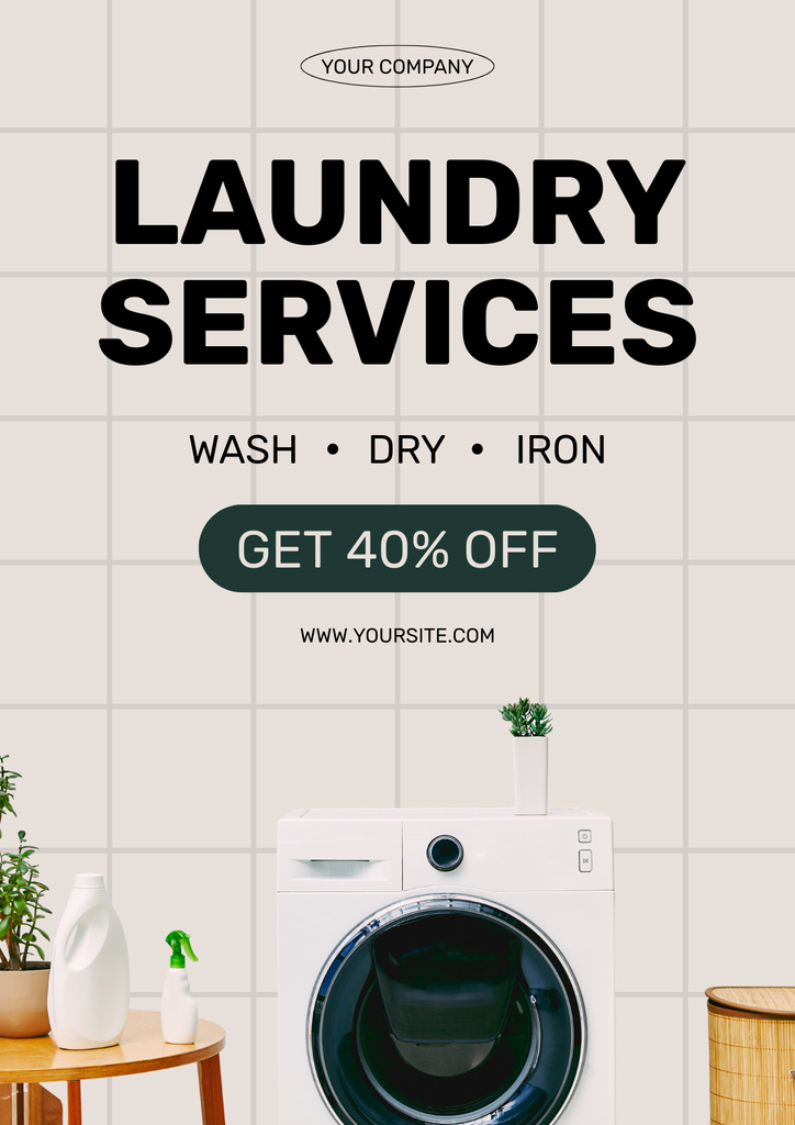 Offer Discounts on Laundry Service Poster Tasarım Şablonu