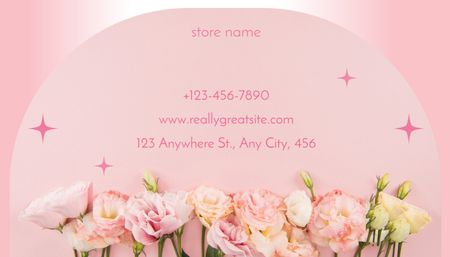 Platilla de diseño Pink Floral Thank You Business Card US
