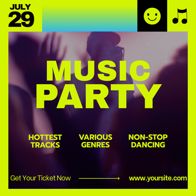 Music Party Ad with People Clubbing Animated Post Modelo de Design