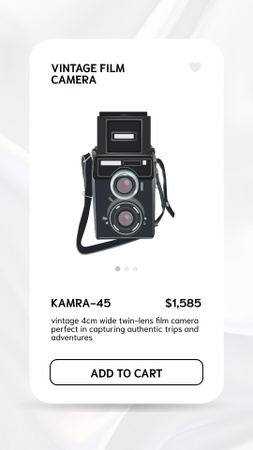Vintage Film Camera Promo In White Instagram Story Design Template
